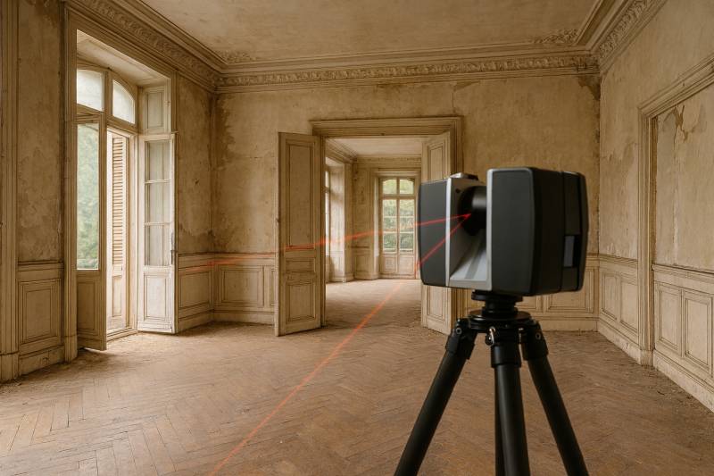 Relevé numérique 3D d'une maison à côté de Lyon pour un marchand de biens